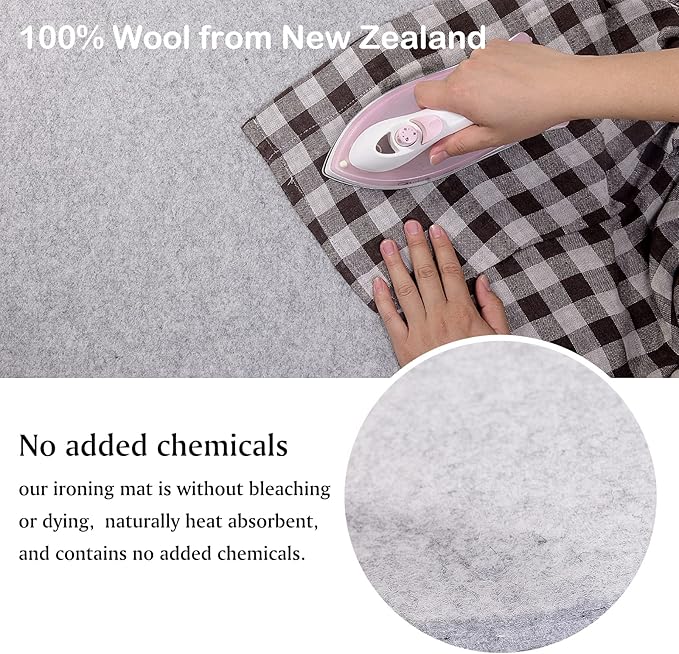 Rdutuok 54x15 Inches Wool Pressing Mat for Quilting Ironing Pad 100% Wool from New Zealand Easy Press Wooly Felted Iron Board for Retains Heat, Great for Quilting & Sewing Projects