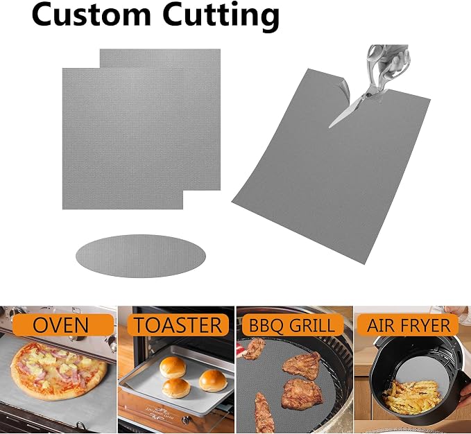 UBeesize 4 Pack Thickened Silver Oven Liners for Bottom of Oven BPA & PFOA Free, Reusable 16x24 Inch Heavy Duty Non Stick Teflon Oven Mats, Fit Electric Gas Toaster Convection Microwave Ovens Grills