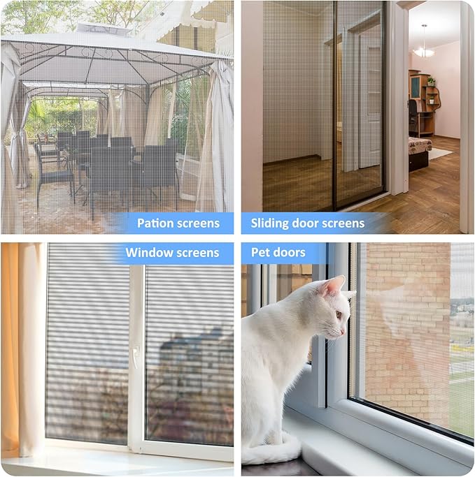 40"x118" Window Screen Mesh, Fiberglass Window Screen, Screen Door Mesh, Windows Screens and Screen Door Replacement, Patio Screen Mesh- Black