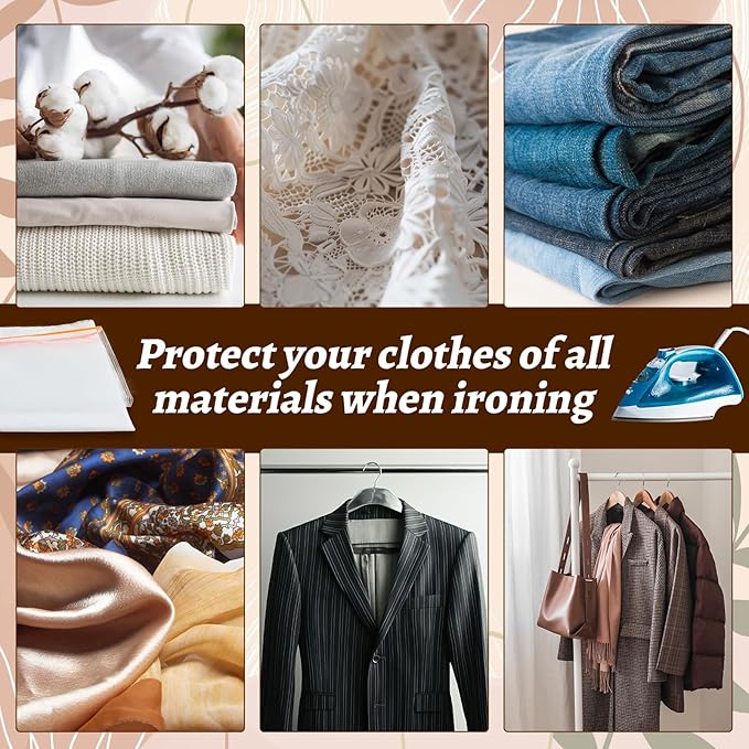 HunnmingRe 2 Types Pressing Cloth for Ironing, Cotton Fabric and Nylon Mesh Ironing Cloth, 2 Types of Different Fabric Pressing Cloths for Clothes Protect
