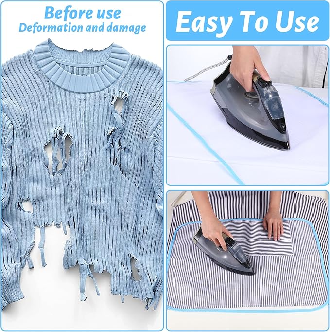 4 Pack Pressing Cloth for Ironing, Ironing Cloths to Protect Clothes Pressings Cloth, Durable Iron Clothes Protector for Ironings, Polyester Mesh Iron Pressing Mat for Easy Irons Sewing