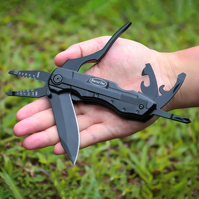 Multitool Knife – 15-in-1 Pocket Knife with Wire Strippers, Wire Cutter, 9 Screwdrivers, Bottle Opener – Perfect Gifts for Men, Dad – Camping Gear for Christmas, Father’s Day, Birthdays