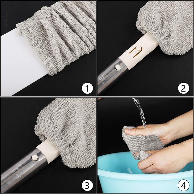 Boao 6 Pack Gap Dust Cleaner Refills, Microfiber Replacement Cloth Covers for Under Furniture Duster, Washable & Reusable Dusting Sleeves