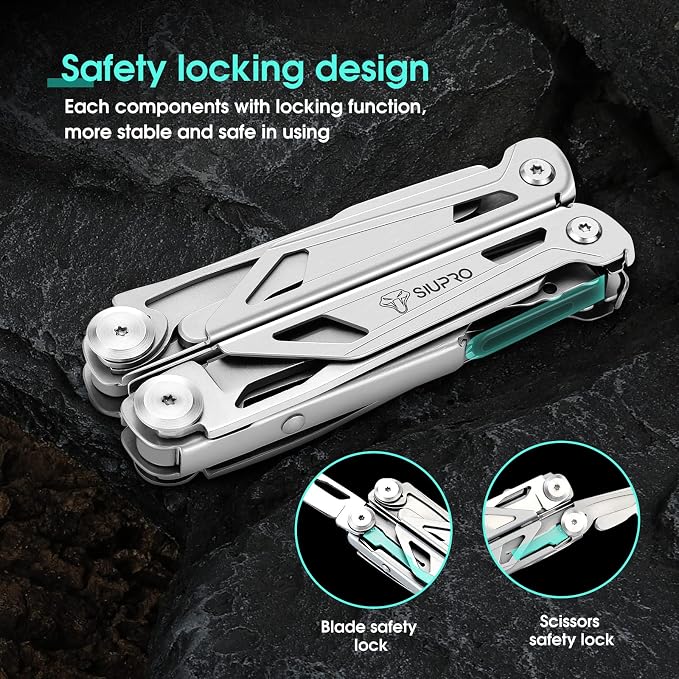 SIUPRO Multitool Pocket Knife for Men, Tactical Multi Tool With Scissors, Saw, Survival Folding Pliers with Nylon Sheath for Camping, Hiking, Hunting, Gifts Idea | Tactical Multi Tool With Scissors, Saw, Survival Folding Pliers with Nylon Sheath for Ca...