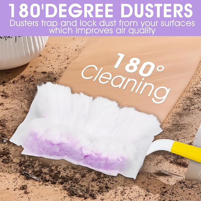 120 Pc Duster Refill,Electrostatic Disposable Duster Refill,Purple | Compatible with Duster, Bulk, Heavy Duty Dusters Refill, for Blinds, Ceiling Fans, Furniture, Multi-Surface Dusting