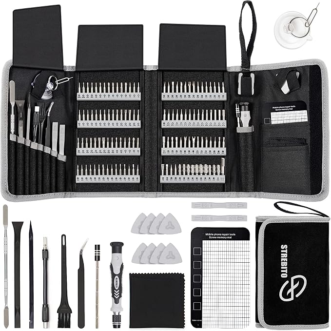 STREBITO Precision Screwdriver Set 142-Piece Magnetic Screwdriver Set | Laptop Screwdriver Kit Electronic Repair Kit Tech Toolkit for PC, Phone, Macbook, Nintendo, PS4, Xbox Controller