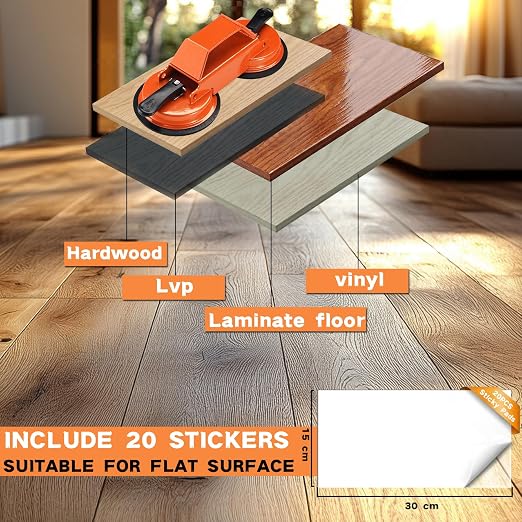 REXBETI Floor Gap Fixer Tool, Plank Gap Repair Kit, Heavy Duty Suction Cup | Double 45° widened striking. Double rubber cup. 10pcs sticky pads. Fixer Laminate/Vinyl Flooring/Hardwood/LVP