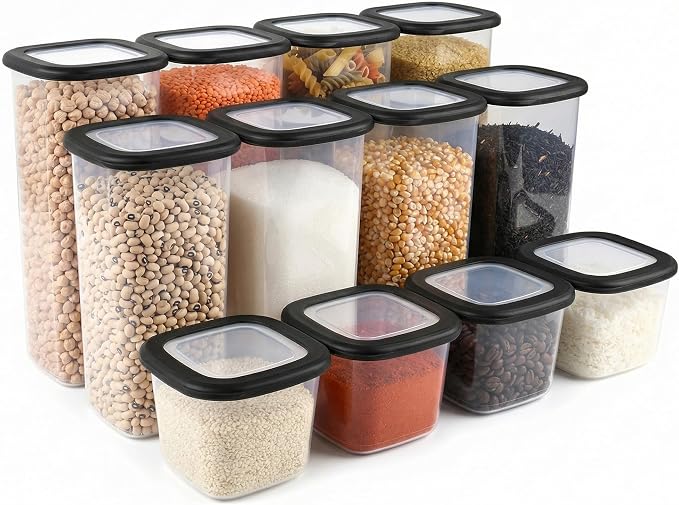 Airtight Storage Containers with Lids, Set of 12 Storage Containers, Kitchen Storage Boxes, Food Storage Containers, BPA-Free