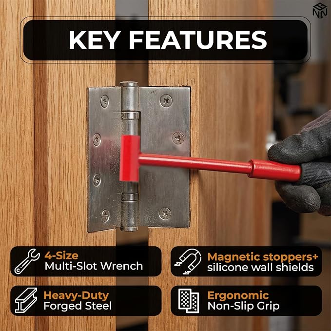 Door Hinge Adjustment Tool - Door Hinge Tool and Bender Adjuster with Stoppers Magnetic and Knob Wall Shield Bundle