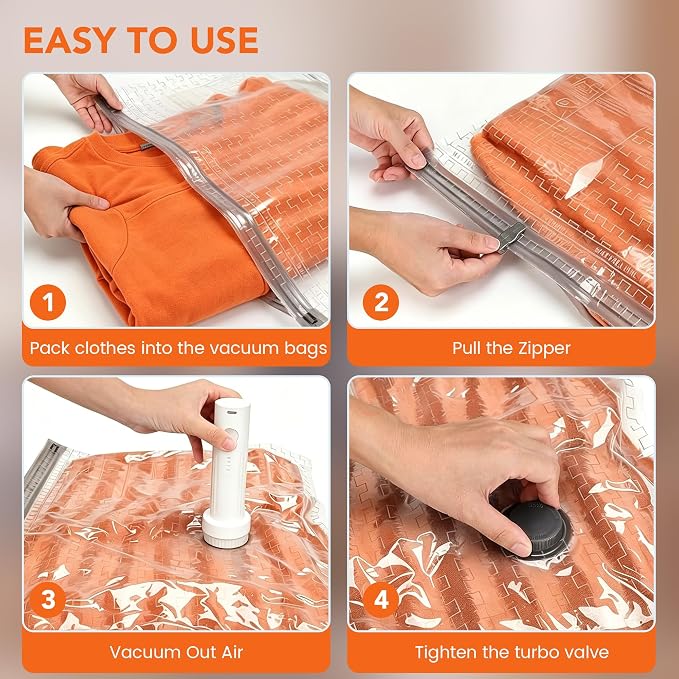 Space Saver Vacuum Storage Bags,Reusable Compression Bags with Electric Pump, 15 Pack 3 Sizes Airtight Seal Bag for Clothes,Comforters, Blankets,Travel Essentials,Closet Organizer for Home