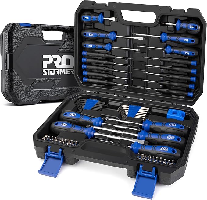 Prostormer 79-Piece Magnetic Screwdriver Set with Tool Box | Slotted, Phillips, Hex, Torx and Precision Screwdrivers, Allen Keys for Home Repair & DIY