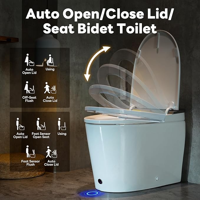 Casta Diva Smart Toilet with Bidet Built in, Auto Open/Close Lid,1000g MaP Flush, Heated Seat & Foam Dispenser, Foot Sensor Auto Flush, Blackout Flush, Bidet Toilet with Tank Built in(CD-K030)
