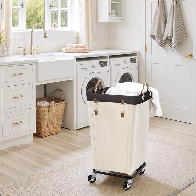 StorageWorks 110L Laundry Basket with Wheels, Rolling Hampers for Clothing