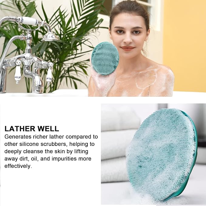 INNERNEED Silicone Body Cleansing Brush Exfoliating Scrubber, Pack of 4 | Gentle Massage, Deep Clean, Hygienic Shower Scrub Brush Soft Bristles for All Skin Types, Easy to Hold