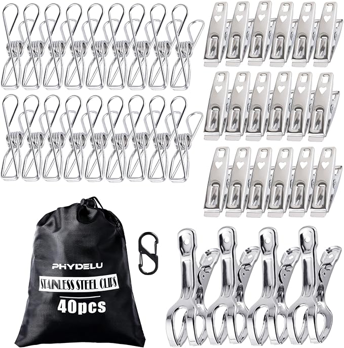 Clothes Pins Metal Stainless Steel Clothespins Laundry Pin Bag Photo Clips | pin stainless outdoor steel clothesline chip strong line wooden clothespin plastic bulk outside close cloths hanging bags