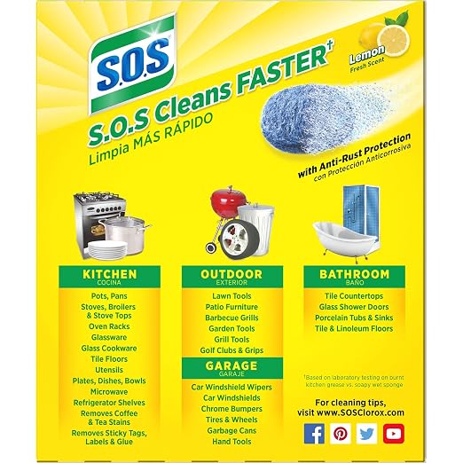 S.O.S Steel Wool Soap Pads, Lemon Fresh, 10 Count
