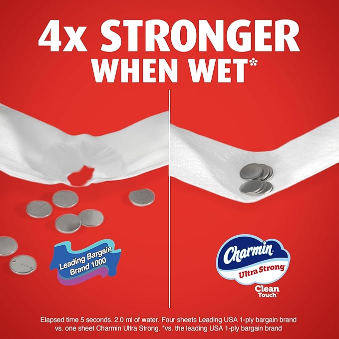 Charmin Ultra Strong Clean Touch Toilet Paper, 6 Family Mega XL Rolls = 42 Regular Rolls