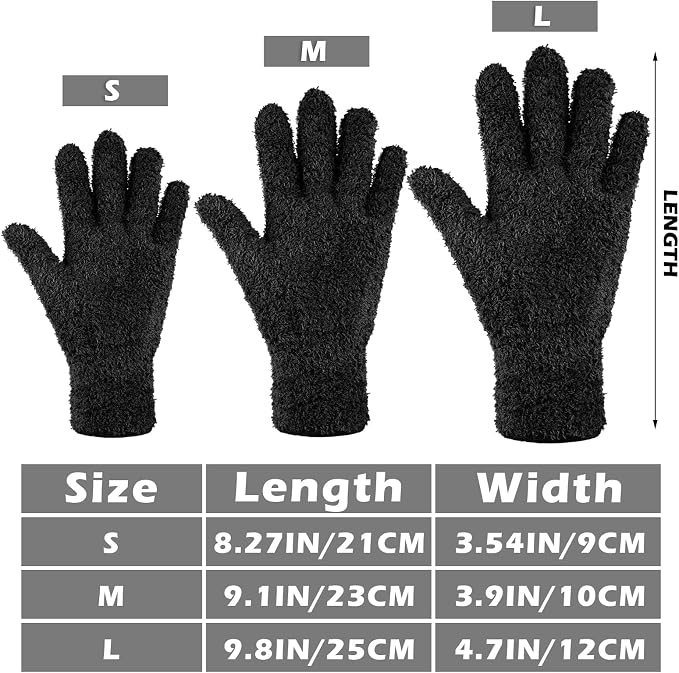 Patelai 3 Pairs Microfiber Plant Dusting Gloves Leaf Cleaning Gloves for Indoor Plants, Blinds, Furniture, House (Black,Navy,Yellow,Medium)