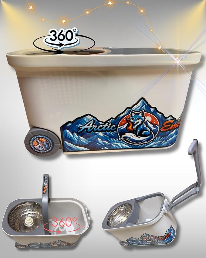 Spin Mop and Bucket System with Wringer, Microfiber Spin Mop and Bucket Set, Stainless Steel Handle, Rolling Mop Bucket with Drain Plug, Includes 3 Mop Heads for Hardwood Tile Floors