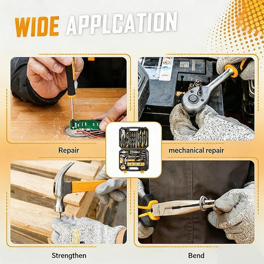 TOLSEN 89-Piece Tool Set Home Tool Kit, Household Screwdriver Set with Hammer, Drill Bits, Ratchet, Hex Key, Tape Measure, Plastic Toolbox Storage Case for Home Mechanic Auto Repair