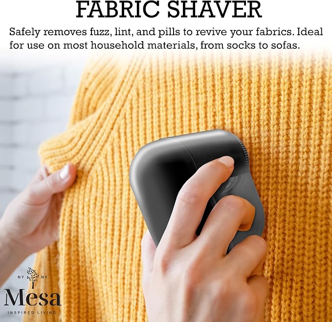 Inspired Living Fabric Care Kit – 3-Piece Garment Care Set with Handheld Steamer, Lint Roller & Fabric Shaver/Defuzzer – Portable Wrinkle Remover & Clothing Refresh Kit – Black