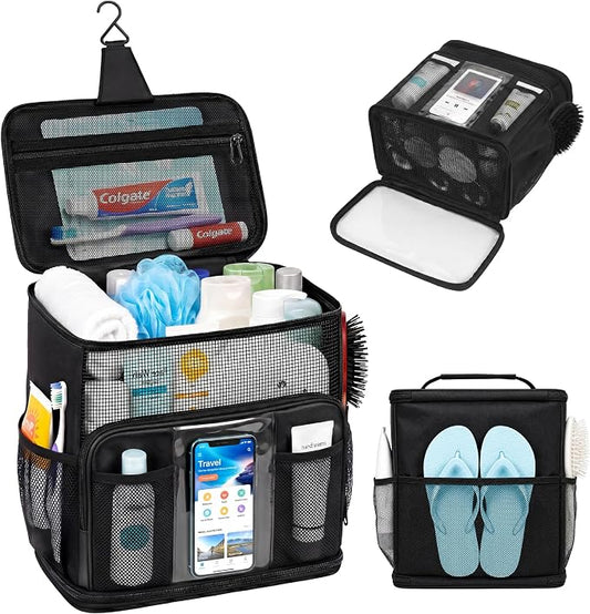 Shower Caddy Portable for College Dorm, Hanging Travel Toiletry Bag with Phone Pocket & Waterproof Bottom Cover,Quick-Dry Mesh Shower Bag,Dorm Room Essentials for Guys & Girls,Cruise Essentials 2026