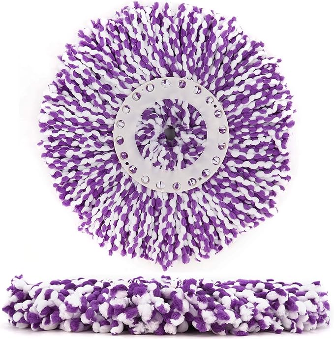 3 Pack Spin Mop Replacement Head, Round Shape Standard Size Microfiber Mop Head Refills for Hurrican, Mopnad, Casabell and Other Standard Size Spin Mop Systems