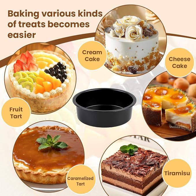 10 Inch Cake Pan Set of 2 - Nonstick Carbon Steel Round Cake Baking Pans with Parchment Paper, Dishwasher Safe, Durable for Large Layer Cakes, Birthday & Christmas Baking