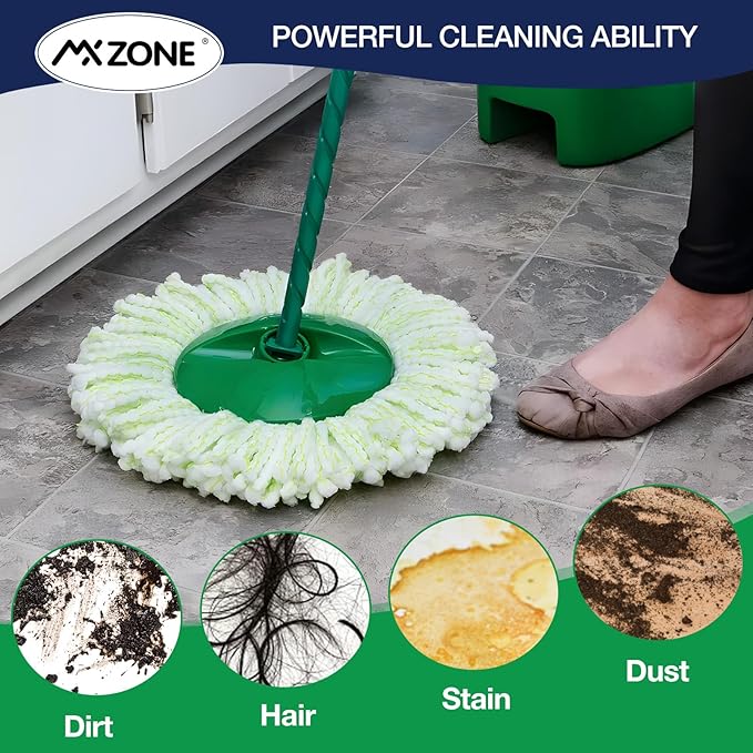 4 Pack Spin Mop Head Replacement Compatible with Libman Tornado, Microfiber Mop Head for Libman Tornado Spin Mop System, Machine Washable Mop Refill Head, Easy to Replace