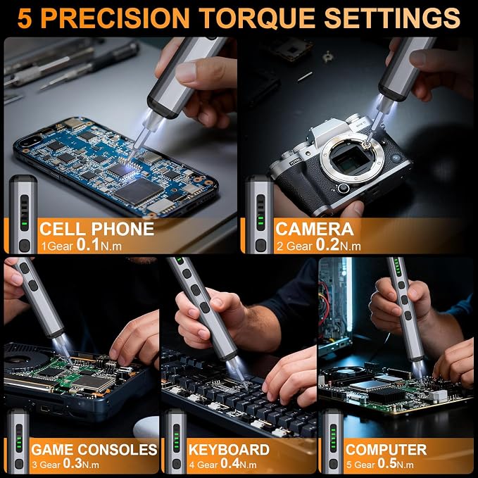 Mini Electric Screwdriver, 3.7V Precision Screwdriver Set Cordless Screwdriver Rechargeable 72 In 1 Magnetic Bit Repair Tech Tool Kit for Electronics Computer Phone Laptop Camera RC Car Watch Glasses