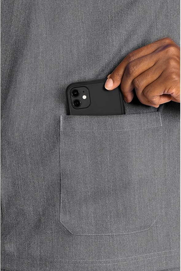 Med Couture Rothwear Touch Mens Scrubs Top 3 Pockets Modern Fit | 2-Way Stretch, Ultra-Soft Fabric, Lightweight Feel, Knit Details, Side Vents, Durable Construction, Easy Care