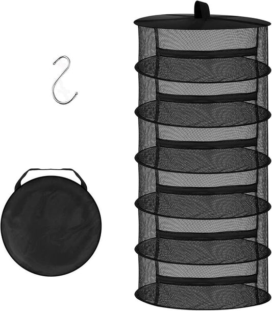 Desy & Feeci Drying Net Herbs 6-Layer Hanging Herbs Drying Rack Drying Net with Zippers, Black, 23.6 x 47.2 in (60 x 120 cm)