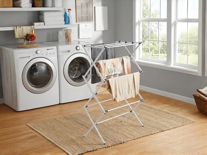 Expandable Steel Laundry Drying Rack, 7-Level Heavy Duty Clothes Drying Rack, Foldable & Space Saving, No Tools Assembly, Lightweight for Indoor/Outdoor Use