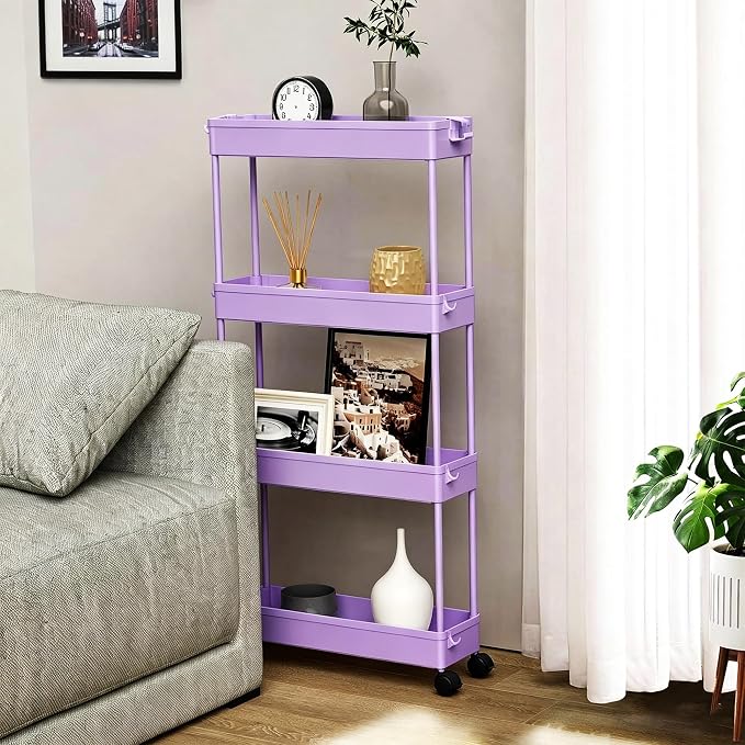 SPACELEAD 2-piece Set Slim Storage Cart 3 Tier,Bathroom Organizer Rolling Utility,Mobile Shelving Unit Slide Out for Office, Kitchen, Laundry Room & Narrow Places