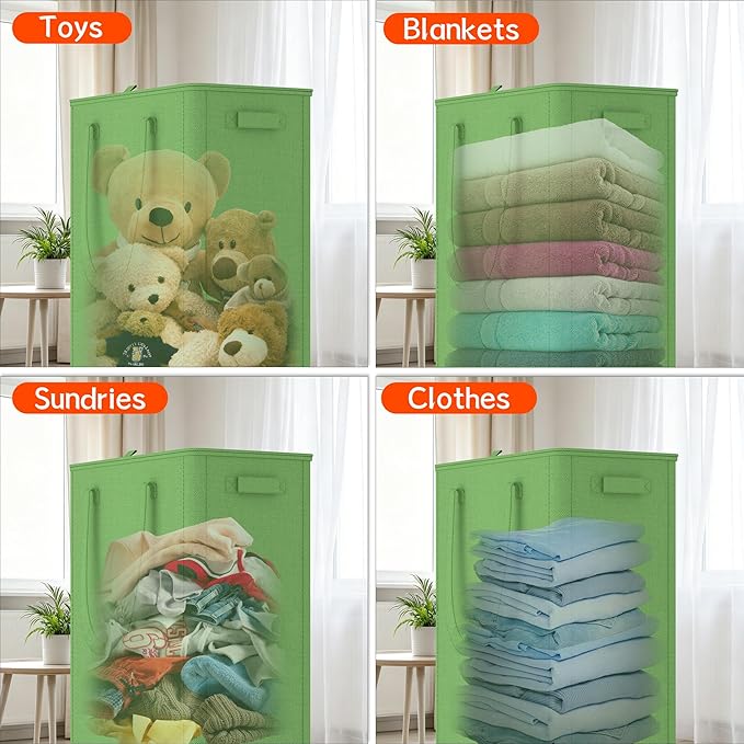 Slim Laundry Hamper with Wheels,15 Gal (55L) Rolling Laundry Basket with lid and wheels Clothes Hamper Foldable Tall Dirty Clothes Basket Sturdy Collapsible Clothes Hamper for Dorm,Laundry Room