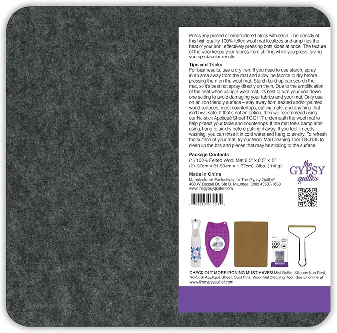 Gypsy Quilter® Wool Pressing Mat 8.5"x8.5"x0.5"
