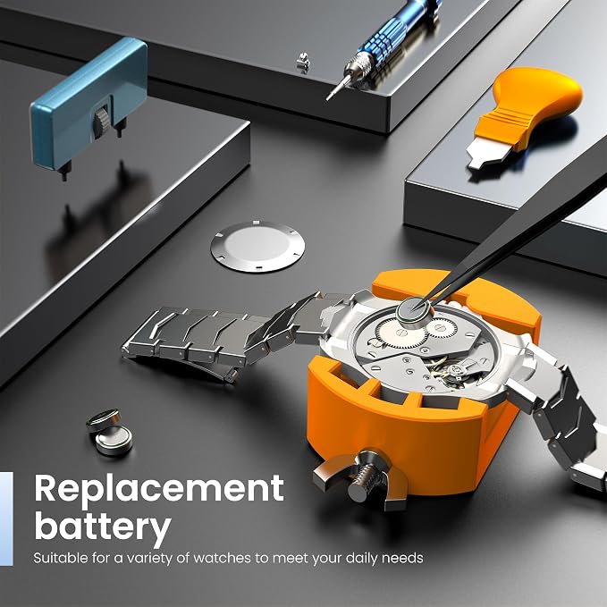 JOREST Watch Repair Kit for Battery Replacement & Link Removal, Resizing &Opener, Watch Repair and Cleaning Screwdriver Set, Wrench Back Remover, Spring Bar Tool
