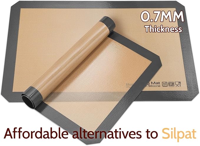 Sopito Platinum Silicone Baking Mat, Non-Stick, Food-Grade, Total 5 Pcs | Reusable 3-year, Heat Resistant to 480℃, Dishwasher Safe, Half-sheets, quarter-sheets, and round mat Set, Versatility