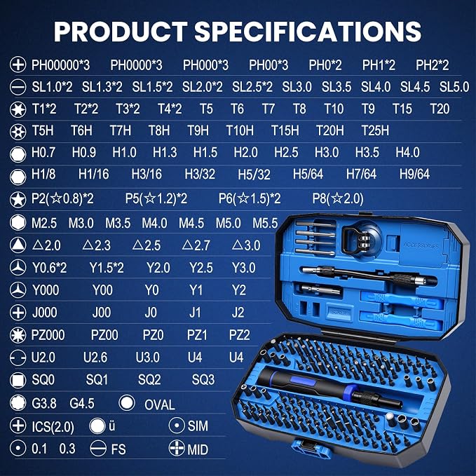 152-in-1 Precision Screwdriver Set, Electronics Repair Kit with Magnetic CR-V Bits, Phone Laptop Repair Tool Kit for iPhone, MacBook, PC, Game Console, Tablet, Cameras, Drones