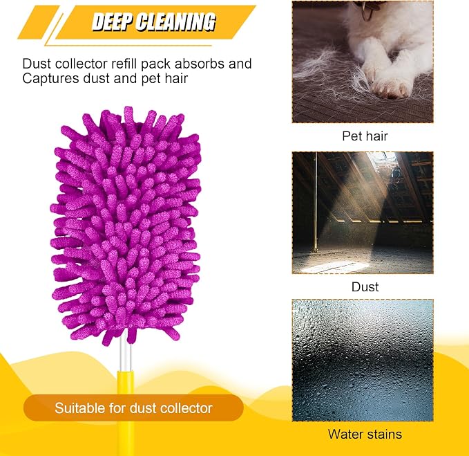 2pcs Duster Refills, Microfiber Dusters Heavy Duty Refills 360 Ceiling Fan Duster Replacements Reusable Hand Dusters for Cleaning (Purple)