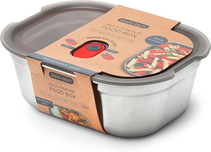 BLACK + BLUM Microwavable Stainless Steel Lunch Box | Multi-Function, Vacuum Sealed Container for Healthy Food | Portable and Stackable Food Storage for Office and Outdoor | 30 oz / 900ml | Leak Proof & Airtight, Durable & Reusable, Stackable Food Stor...