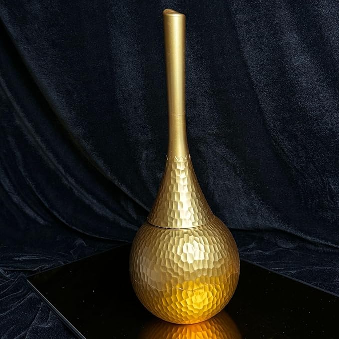 Elegant Toilet Brush Set – Stylish Hammered Design, Durable Handle, Anti-Splash Base, Modern Bathroom Accessories, Easy to Clean & Maintain (Golden)