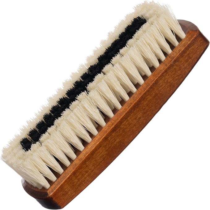 KONEX Dark Wood Lint Brush for Clothes, Cashmere, Handbags - Firm, Compact, Vintage Style - Synthetic Bristles, Beige Wood Handle