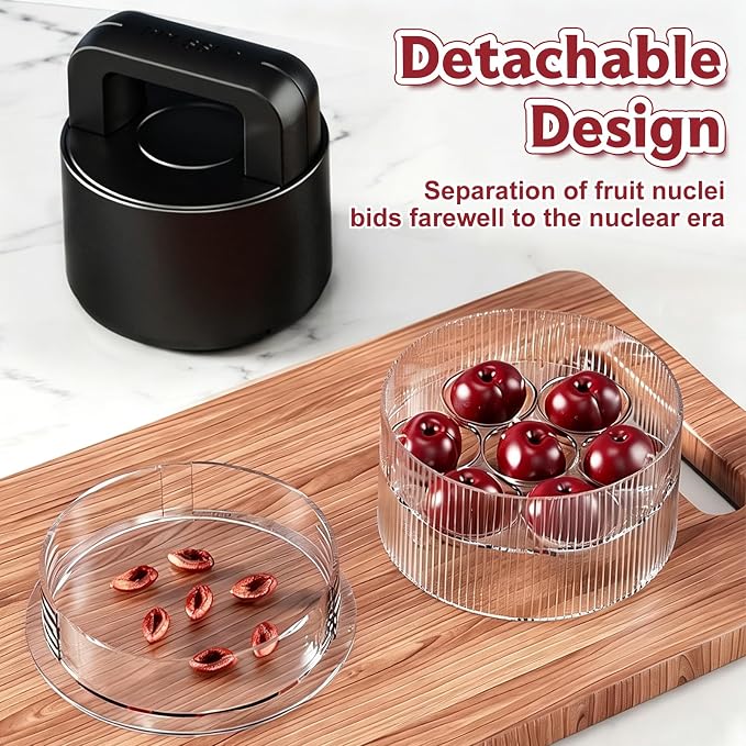 7-in-1 Cherry Pitter Tool,1.5" Extra Large Slots Making Cherry Jam | Food Grade Multi-Fruit Corer with Anti-Splatter Guard, Upgraded Easy Push Seed Remover,Dishwasher Safe