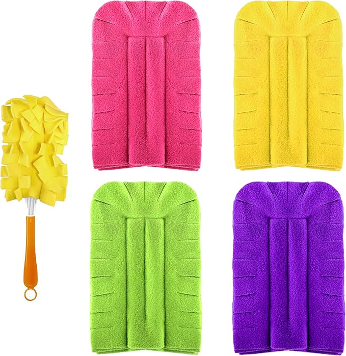 Reusable Duster Refill Pads Compitable with Swiffer Hand Duster | 4 Pack Washable Heavy Duty Dusters Refills 360 for Swiffer Duster Handle & Super Extender Handle (Handle is Not Included)