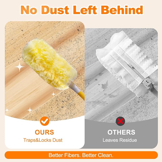 50 Count Heavy Duty Duster Refills Compatible with Swiffer Dusters | 360° All-Around Unscented Disposable Microfibre Dusters, Multisurface Indoor Cleaning for Fans, Blinds, Corners, Refills Only