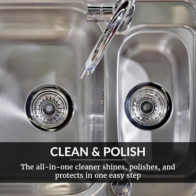 HOPE'S Perfect Sink Cleaner and Polish, Restorative, Water-Repellant, Removes Stains, Ideal for Brushed Stainless Steel, Cast Iron, Porcelain, Corian, Composite, Acrylic, 8.5 oz 3 Pack