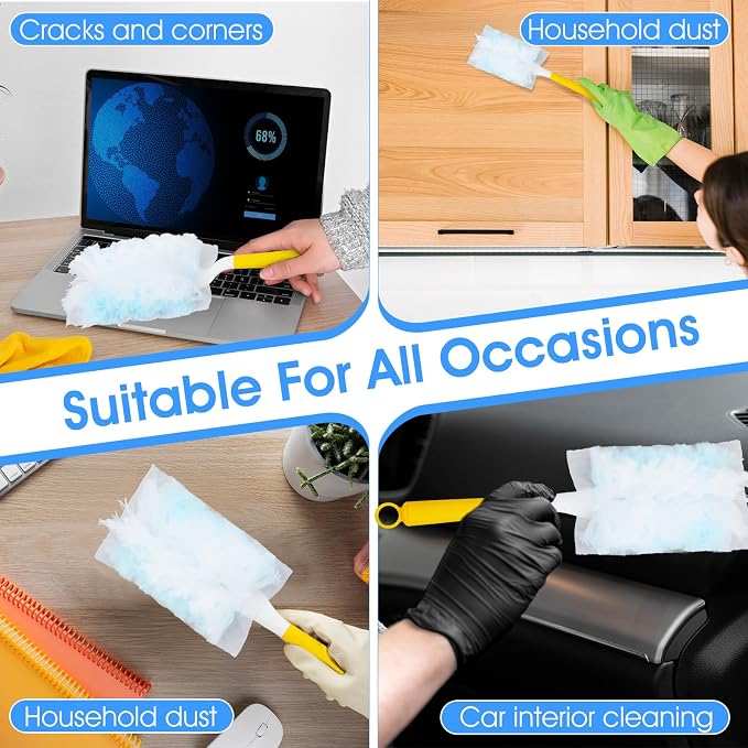 120 Pcs Duster Refills, Electrostatic Disposable Dusters Refills Compatible with Duster, Bulk Heavy Duty Dusters Refill for Blinds Ceiling Fans Furniture Multi-Surface Dusting, Unscented