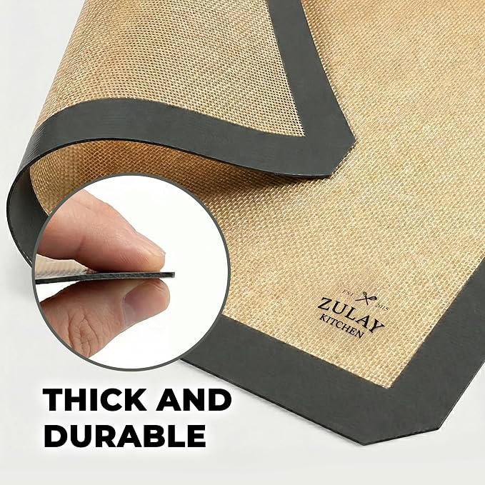 Zulay Kitchen Silicone Baking Mat - Reusable Nonstick Silicone Sheet for Oven, 15" x 11.6", Dark Gray