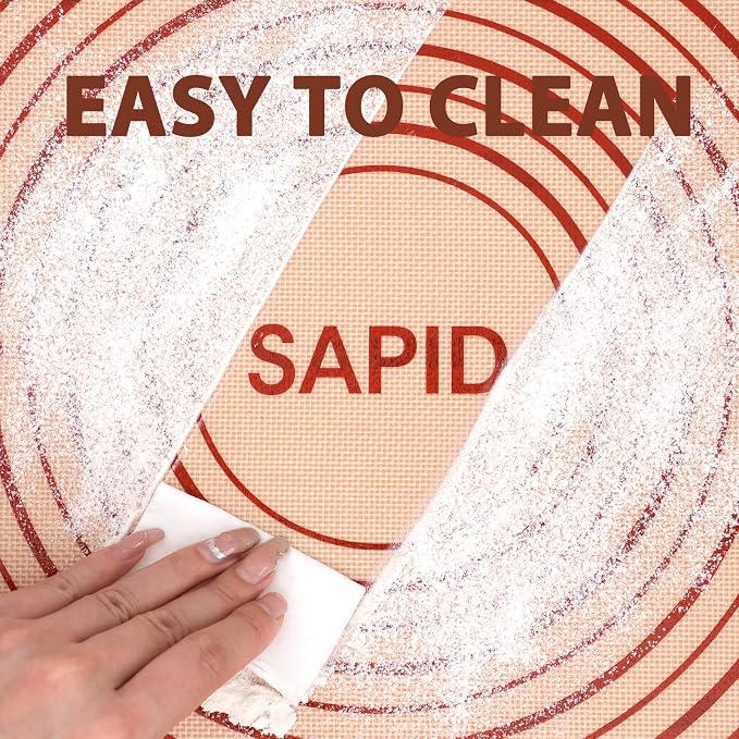 Sapid Extra Thick Silicone Pastry Mat Non-slip with Measurements for Non-stick Silicone Baking Mat Extra Large, Dough Rolling, Pie Crust, Kneading Mats, Countertop, Placement Mats (24" x 36", Red)